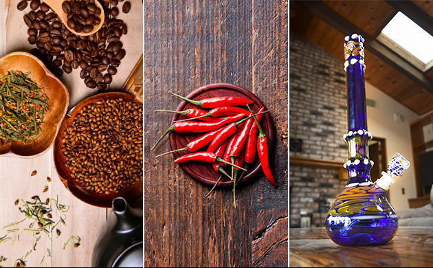 Горячие напитки, острая еда и бонг